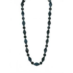 Vintage Dark Blue Beaded Necklace Geometric